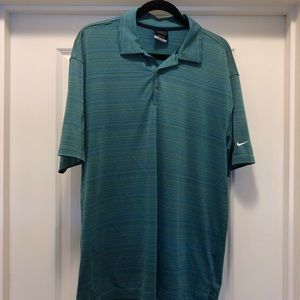 Nike Golf Fit Dry Green/Blue Polo Diamond Pattern